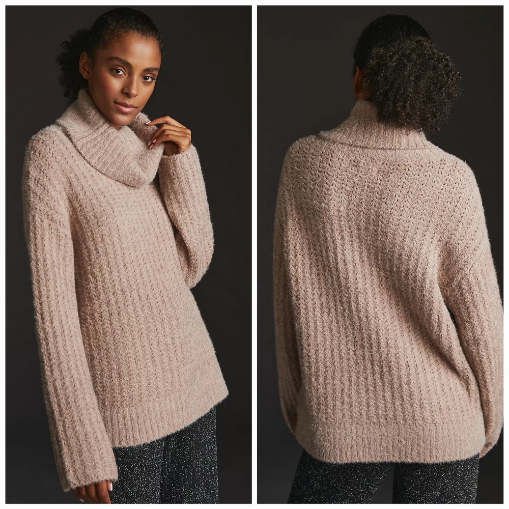 Anthropologie Maeve Cowl-Neck Pullover Heavy Knit Sweater Size Medium